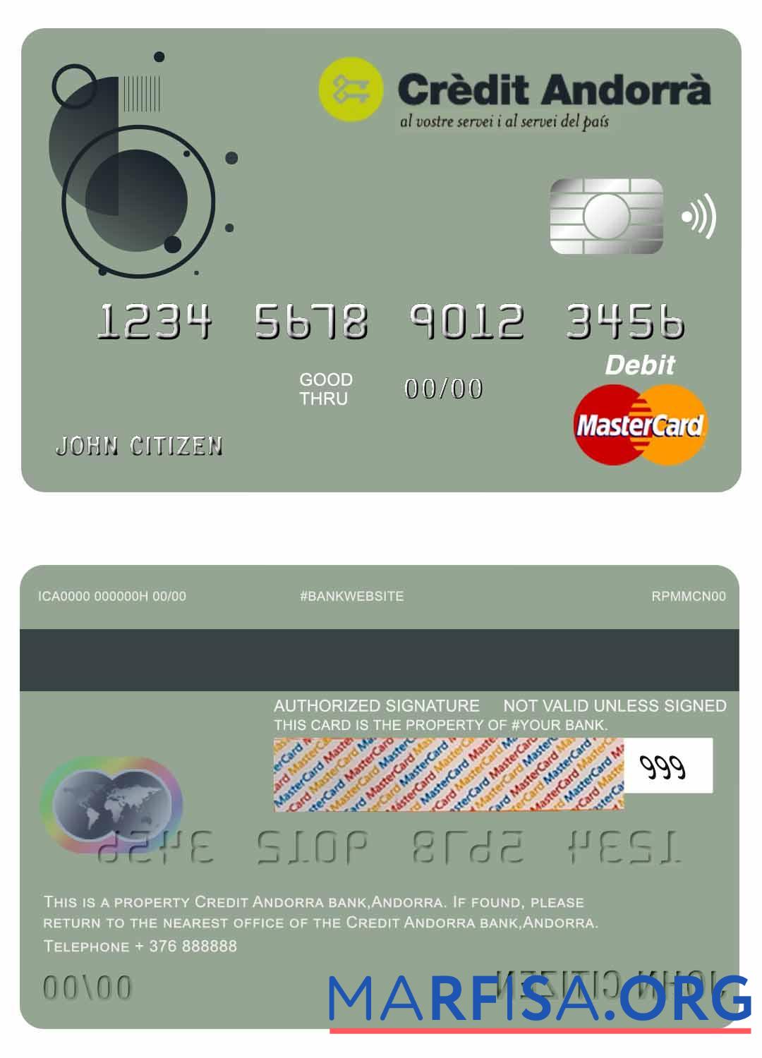 Blank Andorra Credit Andorra bank master card download for verification